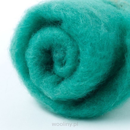 Seledynowa wełna w błamie zgrzebna do filcowania na mokro i sucho