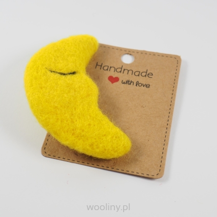 Broszka filcowa Księżyc żółty