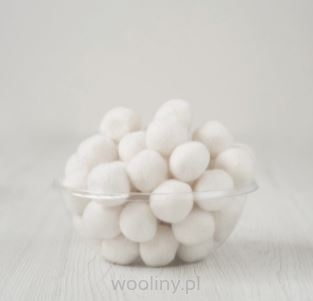 Kulka filcowa 2-2,5cm BIAŁY z wełny merynosów