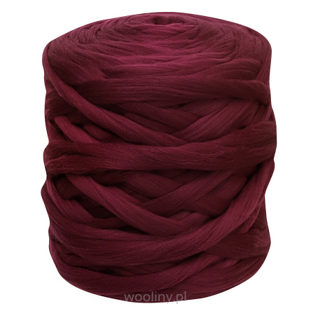 Wełna czesankowa polska BORDOWY #9 do filcowania i wyplatania koców