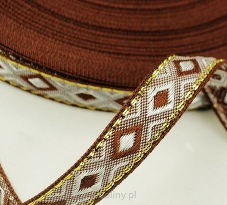 Tasiemka taśma żakardowa etno boho 10mm Braz