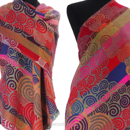 Damski szal kolorowy z wełny merynosów