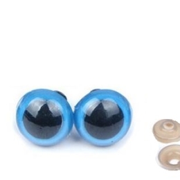 Bezpieczne oczka oczy plastykowe zaciskowe Niebieskie 8mm