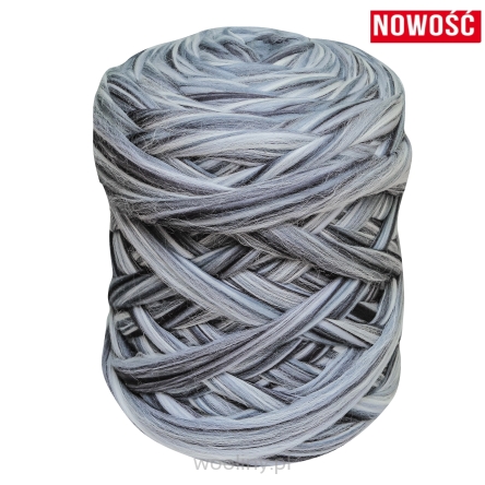 Wełna czesankowa polska SZARA ZEBRA #99 wałek 4,5kg hurt
