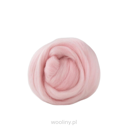 Wełna czesankowa 19mic RÓŻ PASTELOWY merynos australijski 