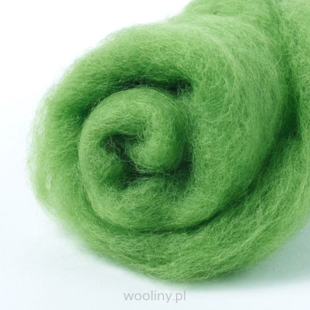 wełna w błamie zgrzebna do filcowania na mokro i sucho w kolorze zielonego jabłka