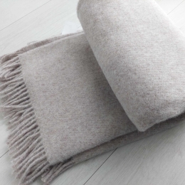 Wełniany pled narzuta koc z wełny merynos MELANŻ BEŻU 140x205 cm