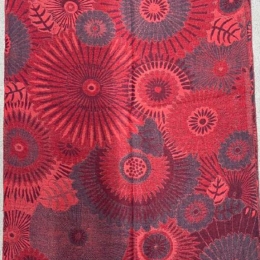 Damski szal ciepły z wełny merynosów w kwiaty Burgund