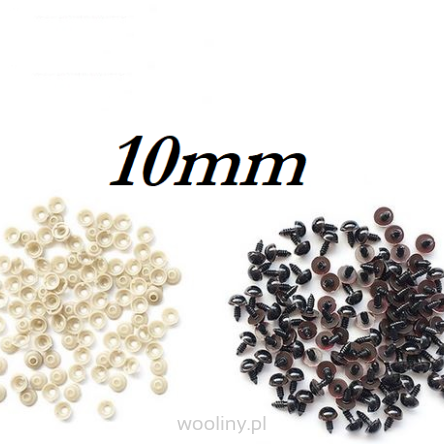 Brązowe 10mm bezpieczne oczka. Zestaw 10 par oczy 