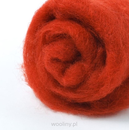 Wełna w błamie zgrzebna do filcowania na mokro i sucho w kolorze jasny terrakot.