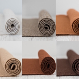 Filc wełniany 2mm Zestaw BRĄZOWY 30x30cm 6 kolorów