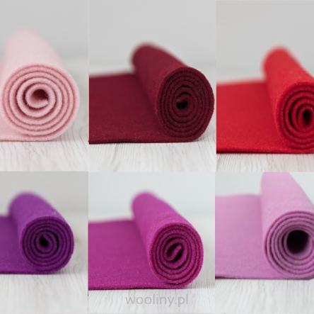 Filc wełniany 2mm Zestaw JAGODOWY 30x30cm 6 kolorów