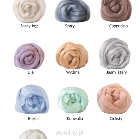 Czesanka wiskozy ZESTAW PASTELOWY do filcowanIa 