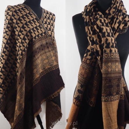 Damski szal wełniany merynosów etno boho