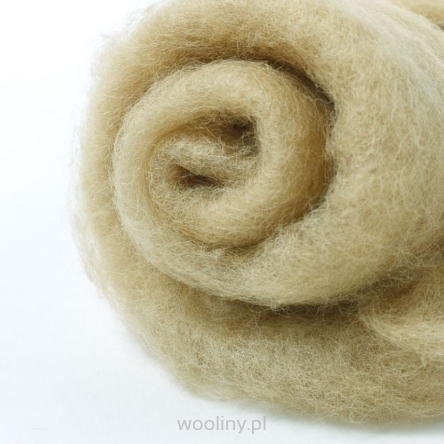 Ciemno beżowa wełna w błamie zgrzebna do filcowania na mokro i sucho