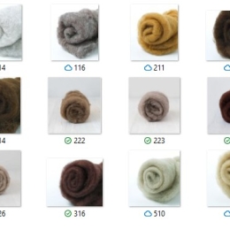 Wełna w błamie Zestaw Brąz 12 kolorów do filcowania