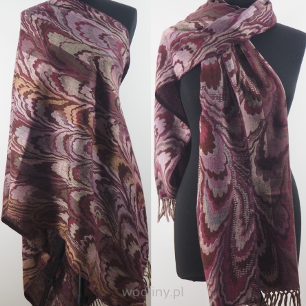 Damski wełniany szal merynosów etno Ikat 