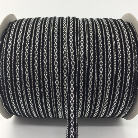 Welurowa tasiemka taśma Aksamitowa czarny srebrny 10mm