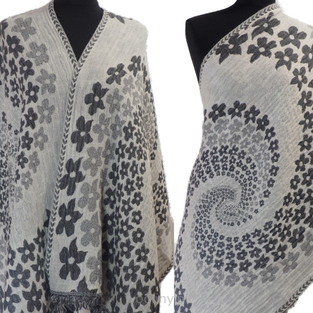 Szary wełniany szal damski z wełny merynosów