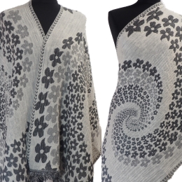 Szary wełniany szal damski z wełny merynosów