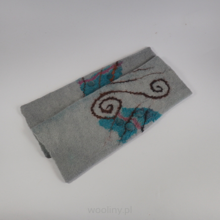 Mitenki filcowe jasno szare ze wzorami z wiskozy