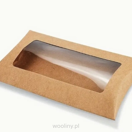 Opakowanie poduszka pudełko kraft BRĄZ z oknem 14*7,5cm