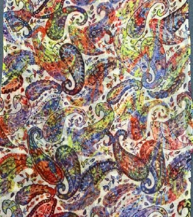Damski szal kolorowy z wełny merino print Paisley