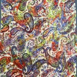 Damski szal kolorowy z wełny merino print Paisley