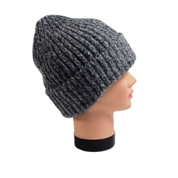 Ciepła czapka męska zimowa ALPAKA MELANŻ SZARA