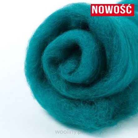 Wełna merynos w błamie  TURKUS ZIELONY do filcowania