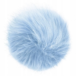 Pompon futrzany do czapki eko futro lis BŁEKITNY