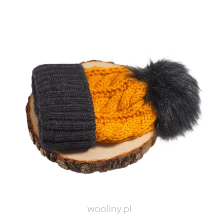 Ciepła czapka zimowa dla dzieci Żółty szary