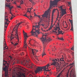 Damski szal ciepły z wełny merynosów Paisley Burgund