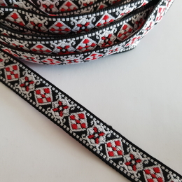Tasiemka taśma żakardowa etno boho 15mm