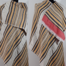 Damsko męski kremowy gruby szal dwustronny jakowy Aztecki