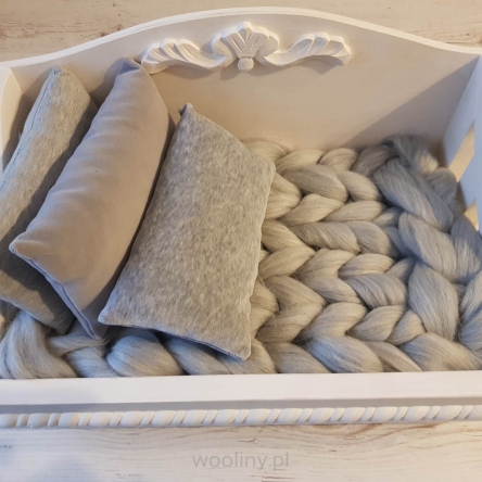 Kocyk czesankowy do sesji noworodkowej MELANŻ SREBRNY