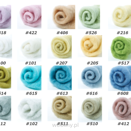 Wełna w błamie do filcowania Zestaw PASTELOWY 20 kolorów 