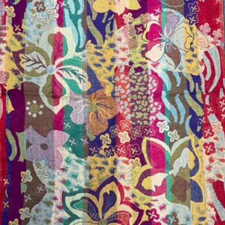 Damski szal ciepły kolorowy z wełny merynosów w kwiaty