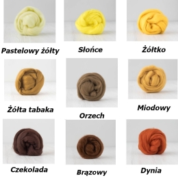 Zestaw JESIENNY wełny czesanki australijskiej 19mic 10 kolorów