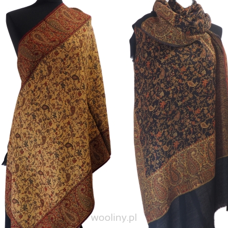 Damski męski szal Praisley dwustronny z wełny merynosów