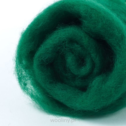 Butelkowa zielona wełna w błamie zgrzebna do filcowania na mokro i sucho