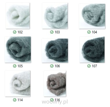 Wełna w błamie Zestaw MELANŻOWY 8 kolorów do filcowania