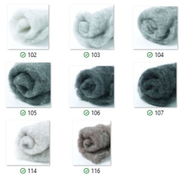 Wełna w błamie Zestaw MELANŻOWY 8 kolorów do filcowania