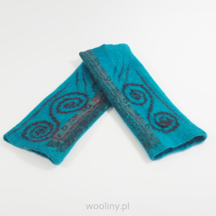 Mitenki w kolorze zieleni morskiej