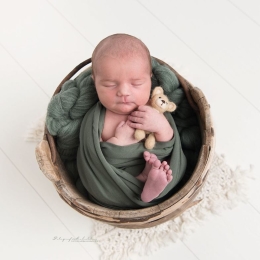 Kocyk czesankowy do sesji noworodkowej MELANŻ ZIELONY