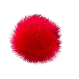Pompon futrzany do czapki eko futro lis CZERWONY