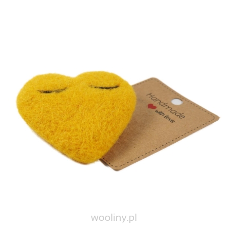 Broszka filcowa Serce serduszko żółte