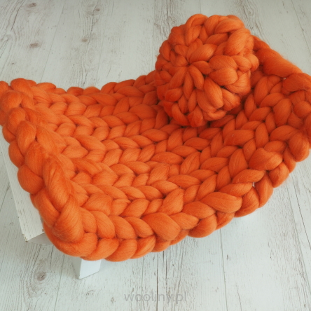 Kocyk czesankowy do sesji noworodkowej DOJRZAŁA POMARAŃCZA