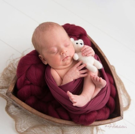 Kocyk czesankowy do sesji noworodkowej BORDOWY