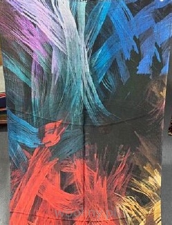 Damski szal kolorowy z wełny merino print fantazyjny